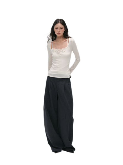 Lace Trim Fitted Top