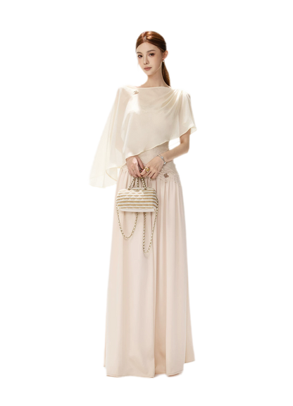 Lace Backless Satin Dress