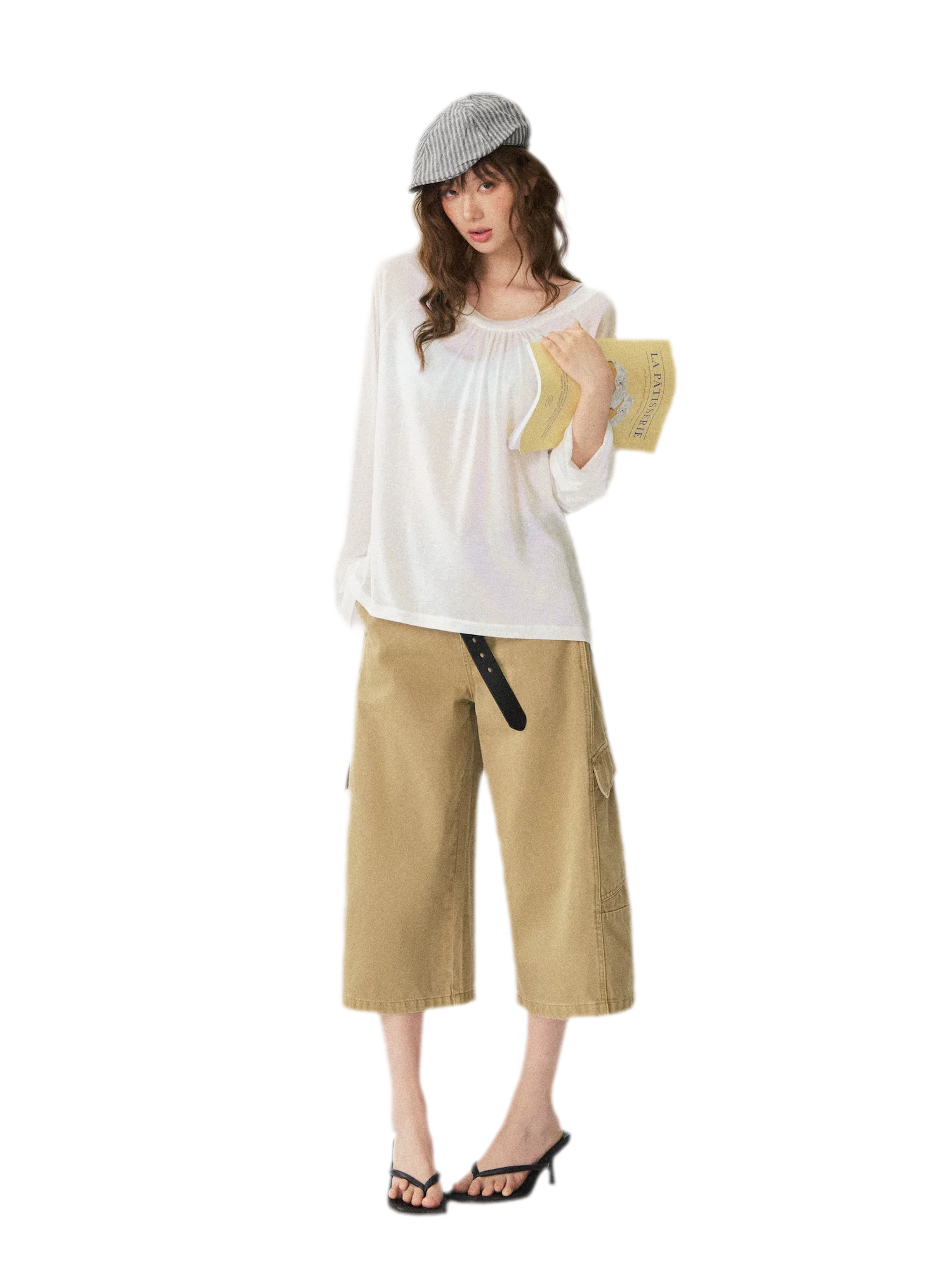 V-Neck Ruched Long Tee
