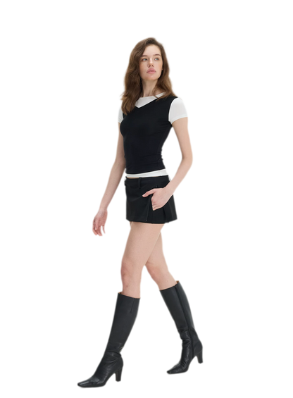 Contrast Faux Two-Piece T-Shirt