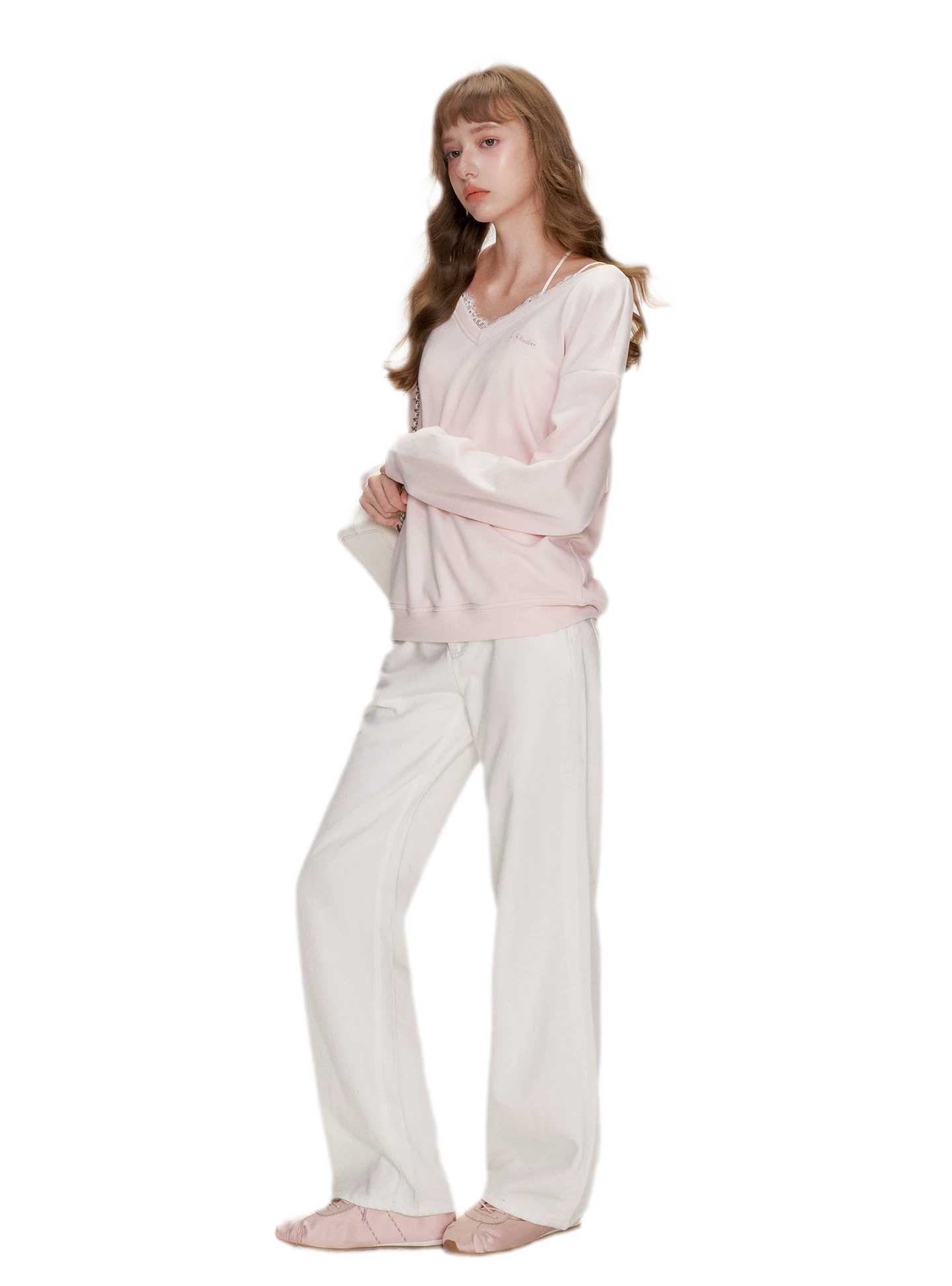 Lace Trim Back Cutout Pullover