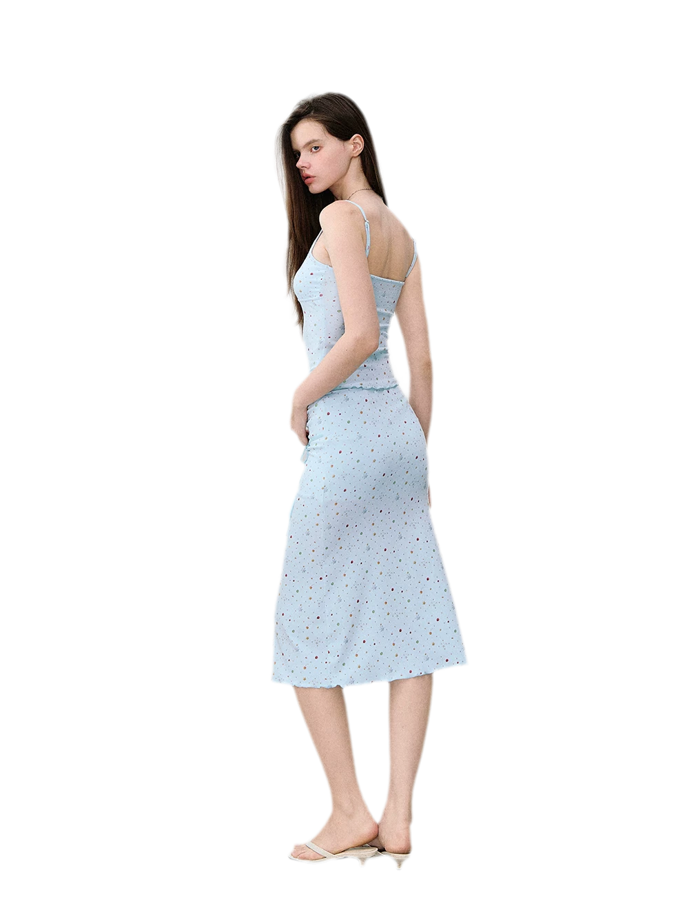 Light Blue Polka-Dot Three-Piece Set