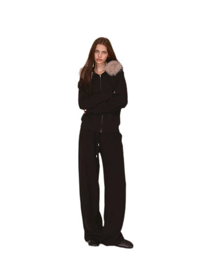 Contrast Fur Hooded Tracksuit
