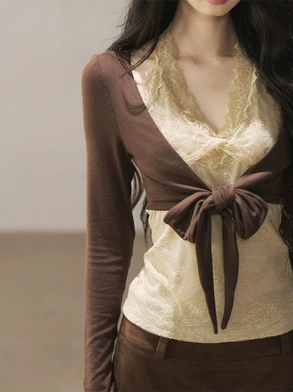 Lace Wrap Cropped Top