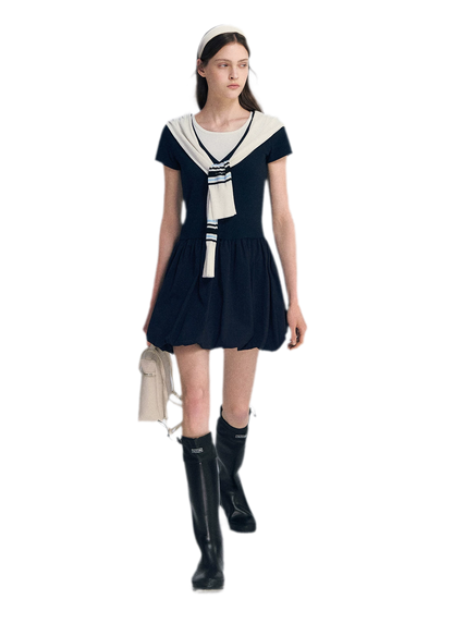 Contrast Trim Bubble Dress