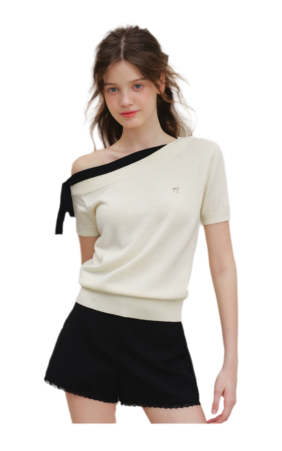 Wool Blend Bow Knit Tee