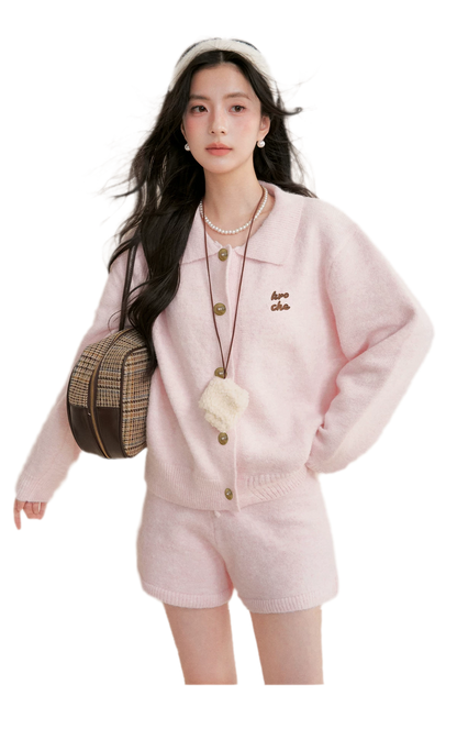 Wool Blend Collared Knit Set