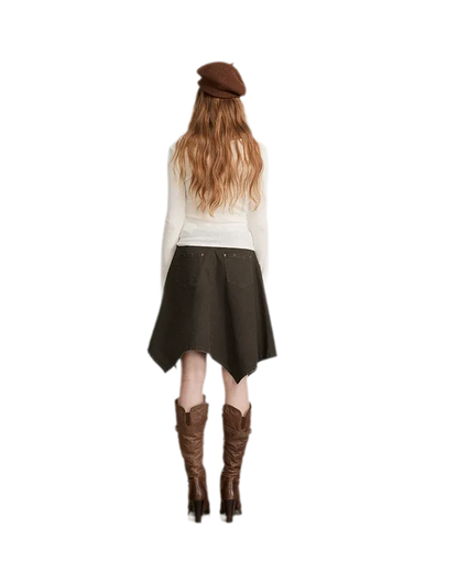 Draped Lace Trim Knit Top