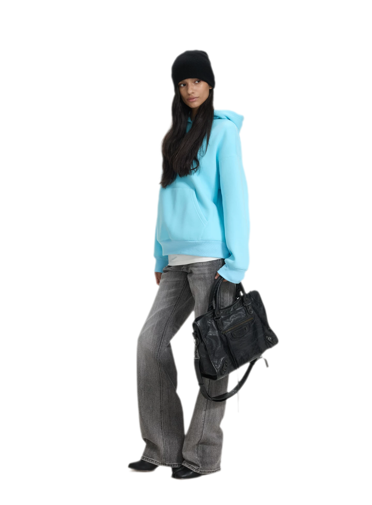 Brushed Hooded Cropped Sweatshirt