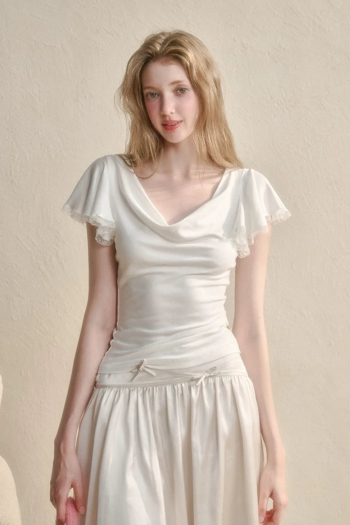 Airy V-Neck Ribbed T-Shirt