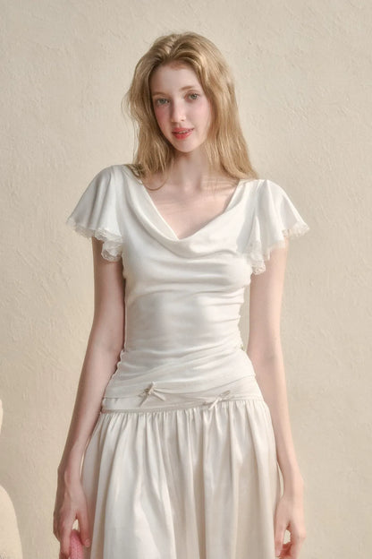 Airy V-Neck Ribbed T-Shirt