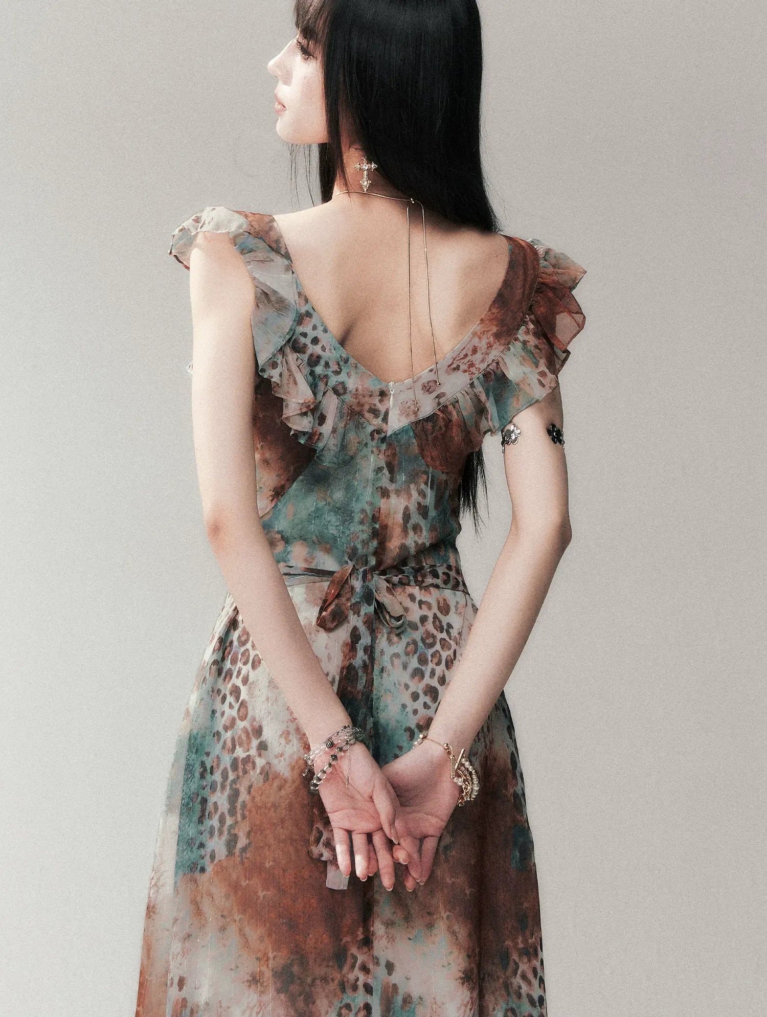 Sea Salt Leopard Chiffon Dress