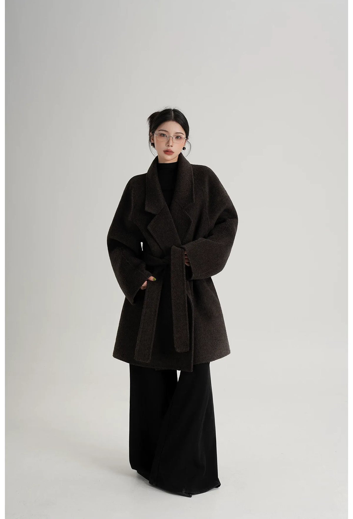 Wool Shawl Collar Wrap Coat