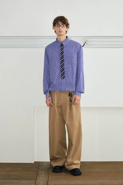 Plaid Tie-Front Long-Sleeve Shirt