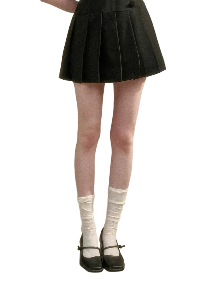 Babydoll Little Black Dress Pleated Skirt