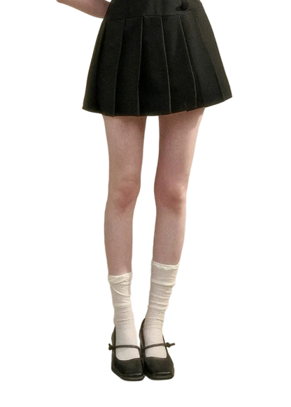 Babydoll Little Black Dress Pleated Skirt