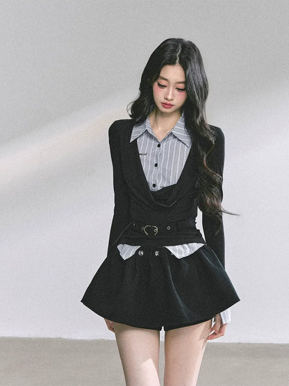 Striped Faux-Layer Long-Sleeve Tee