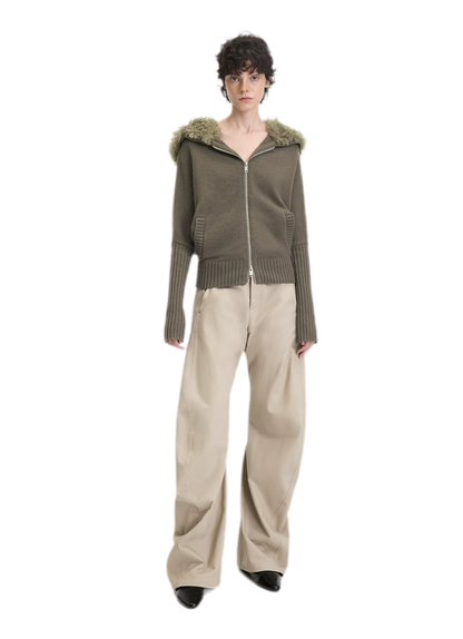 Textured Batwing Hooded Cardigan