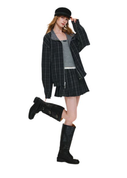 Reversible Plaid Boxy Jacket