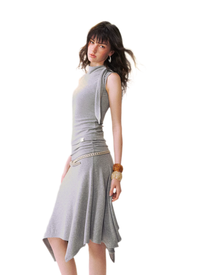 Draped Tie Top &amp; Skirt Set