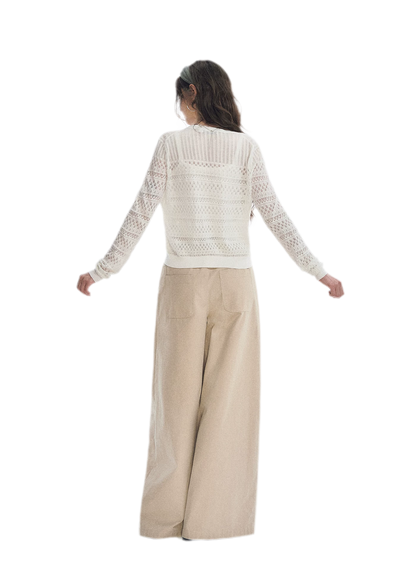 Openwork Cropped Knit Set