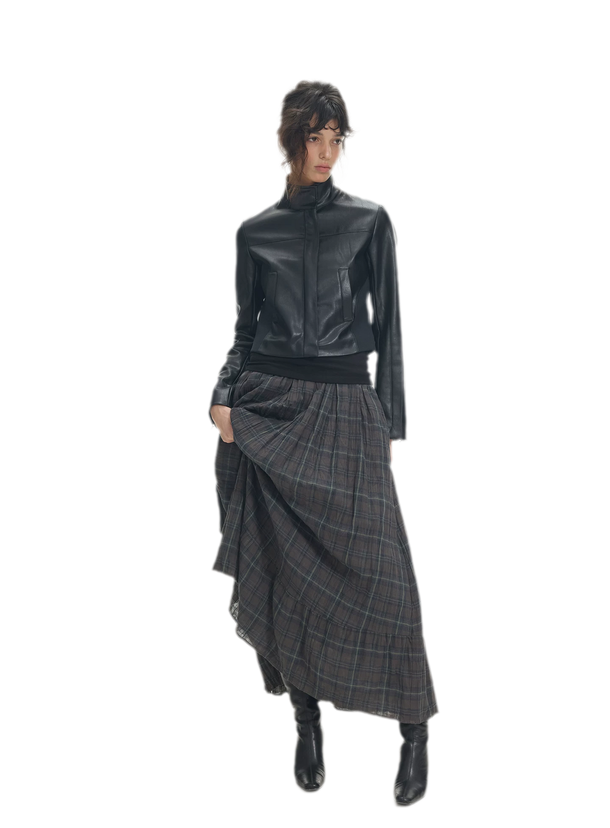 Faux Leather Slim Short Jacket