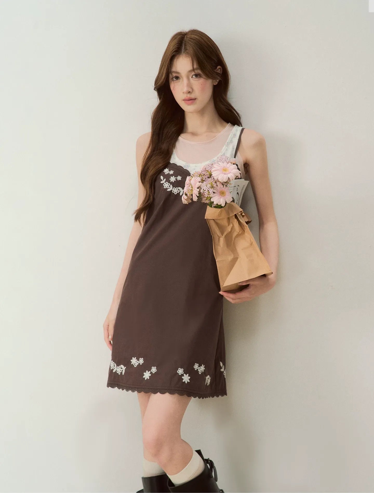 Cotton Embroidered Cami Dress