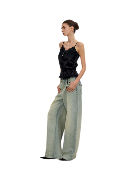 Lace Tie Waist Satin Camisole
