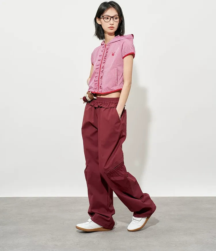 Quick-Dry Ruffle Wide-Leg Pants