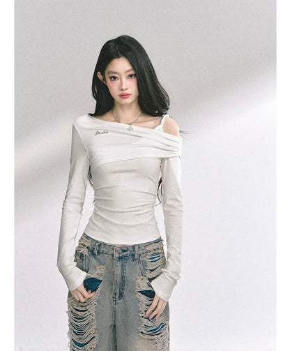 Lace Cutout Shoulder Tee