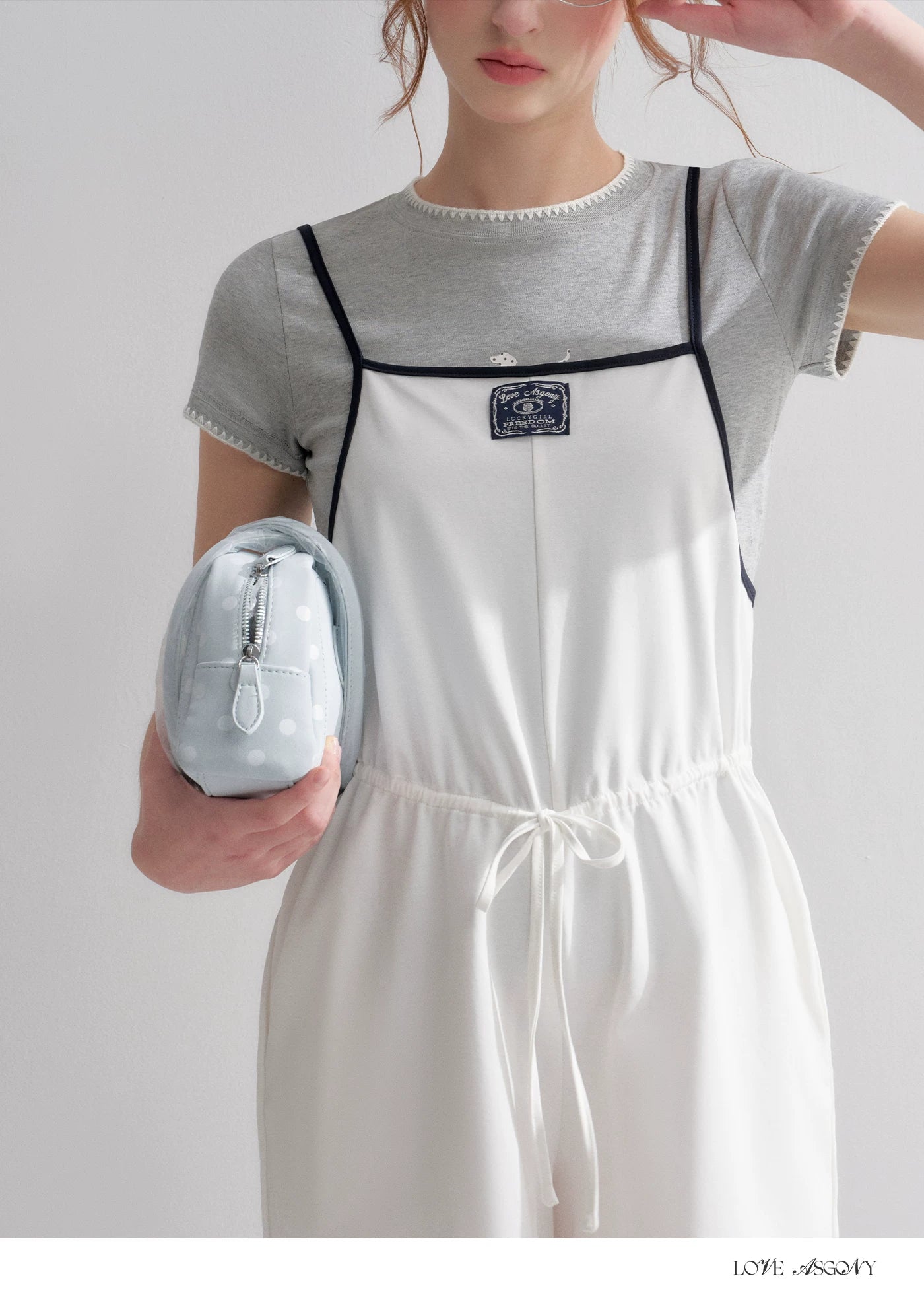Contrast Piping Drawstring Waist Jumpsuit