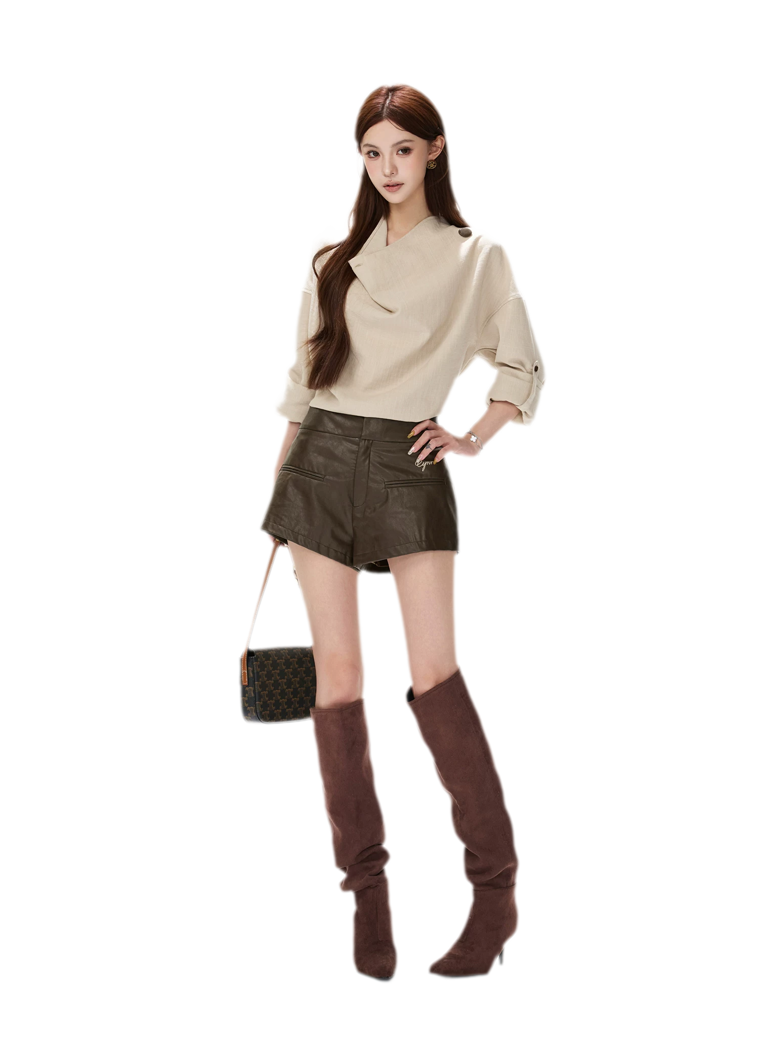 Matte PU High-Waisted Shorts