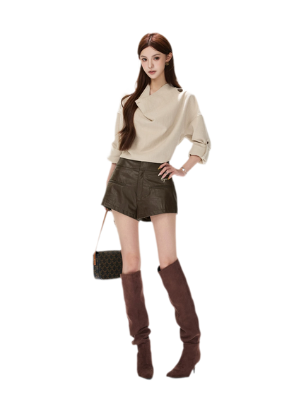 Matte PU High-Waisted Shorts