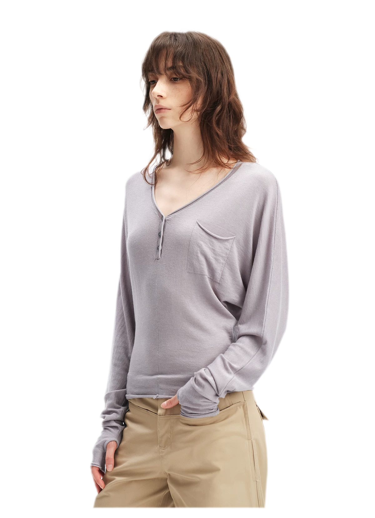 Lyocell Wool V-Neck Top