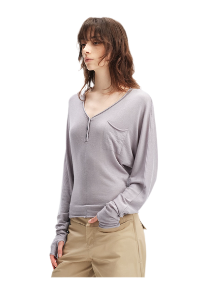 Lyocell Wool V-Neck Top