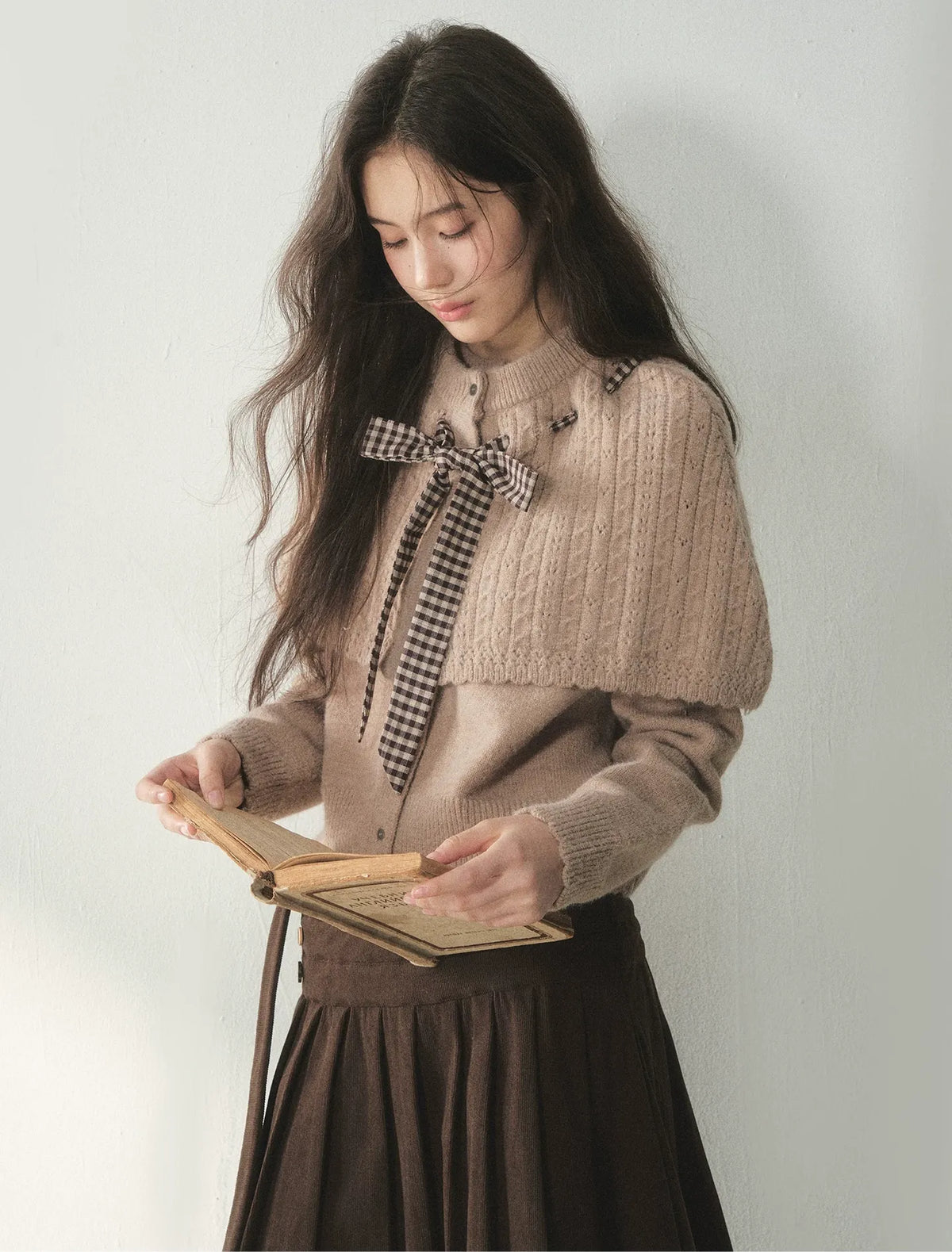 Cable Knit Cape Cardigan Set — Load image 8 in gallery view