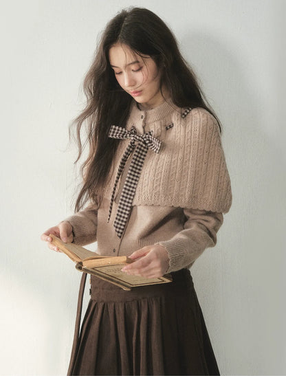 Cable Knit Cape Cardigan Set