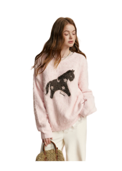 Brushed Horse Jacquard Sweater