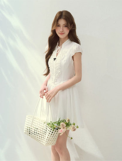 Acetate Ruffle Midi Dress