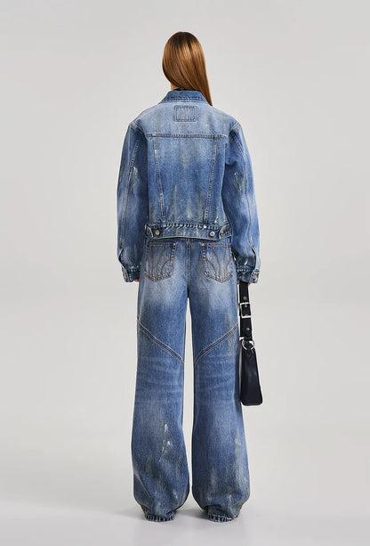Cross Statue Desert Wide-Leg Jeans