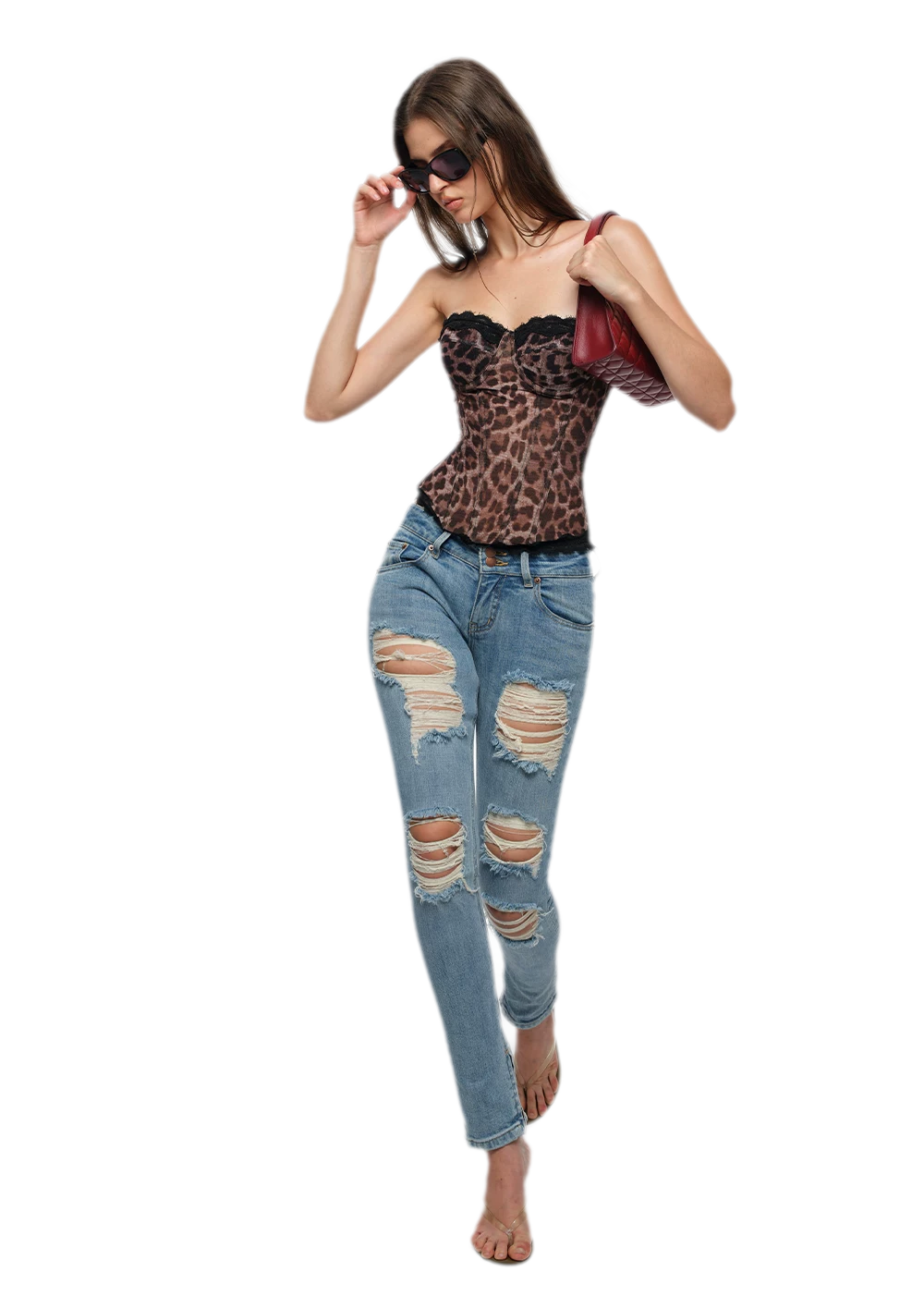 Leopard Mesh Corset Top
