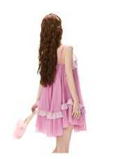 CYNR Romantic Contrast Chiffon Dress – view 16