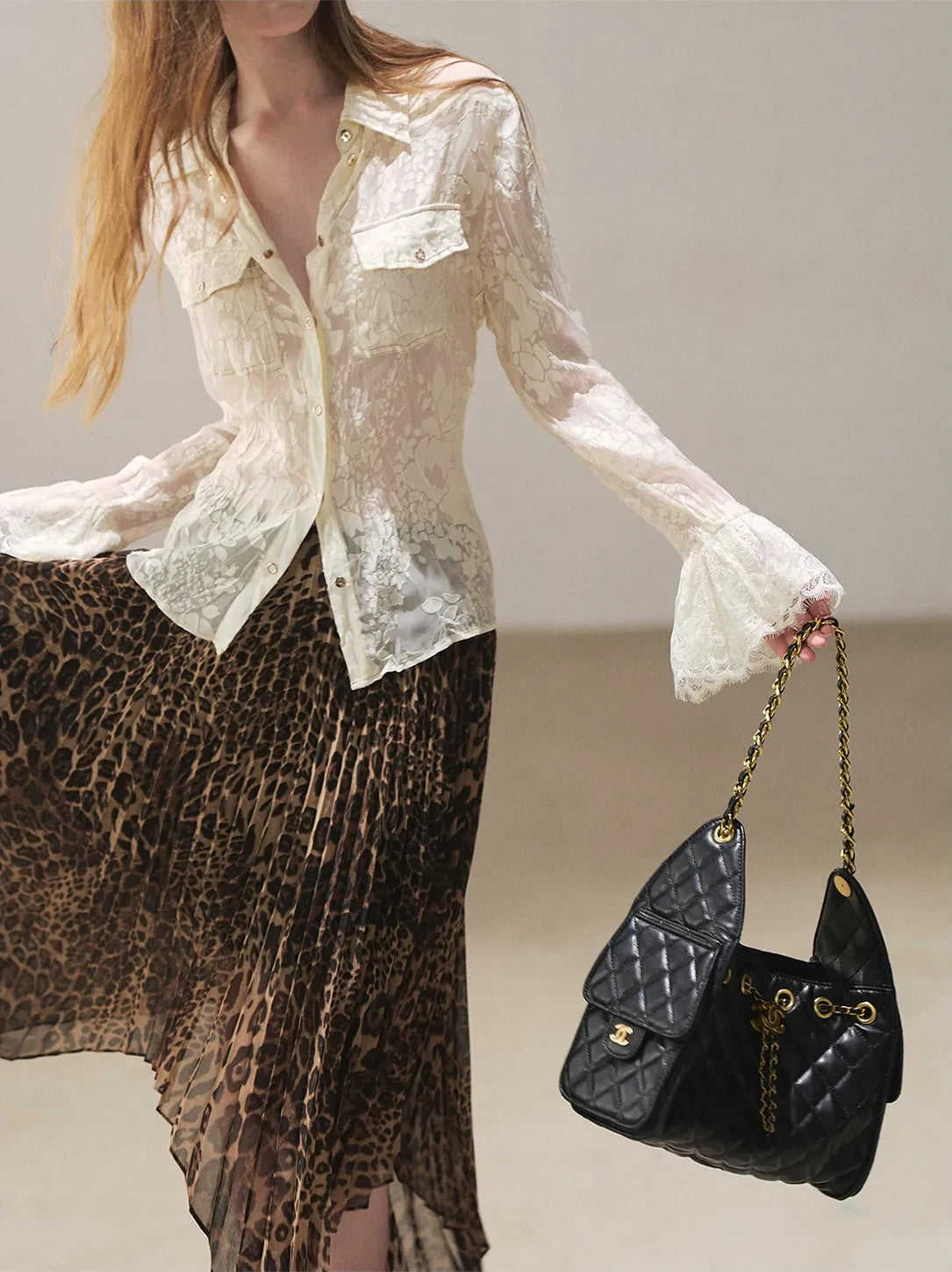 Burnout Jacquard Tailored Chiffon Shirt