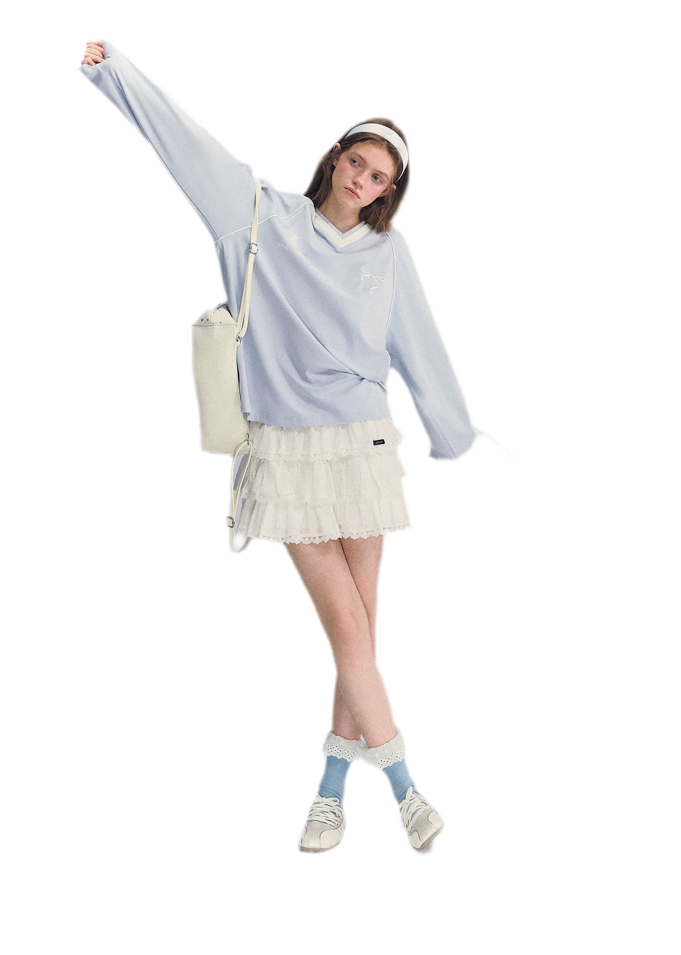 Colorblock Bow Embroidered Tee