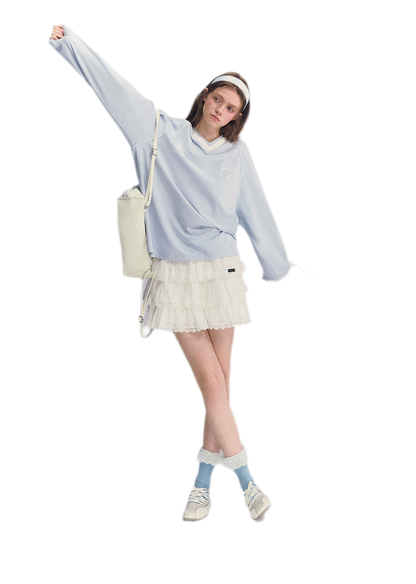 Colorblock Bow Embroidered Tee