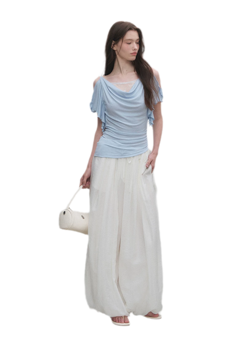 Tencel Lace Cowl Neck Top