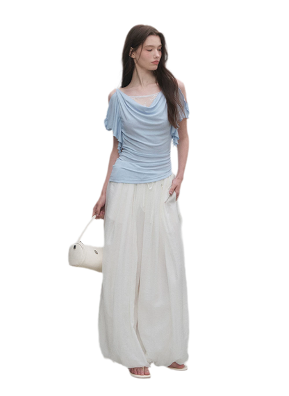 Tencel Lace Cowl Neck Top