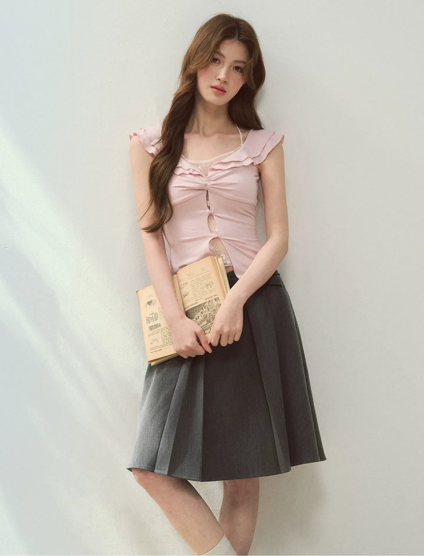 Ruffle Knot Fitted Top