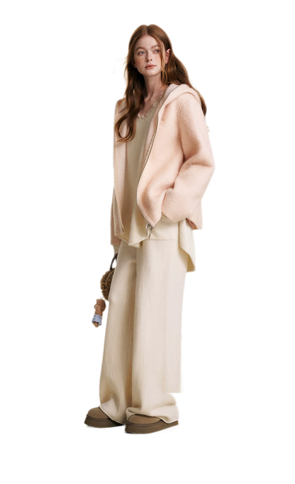Soft Wool Hooded Jacket