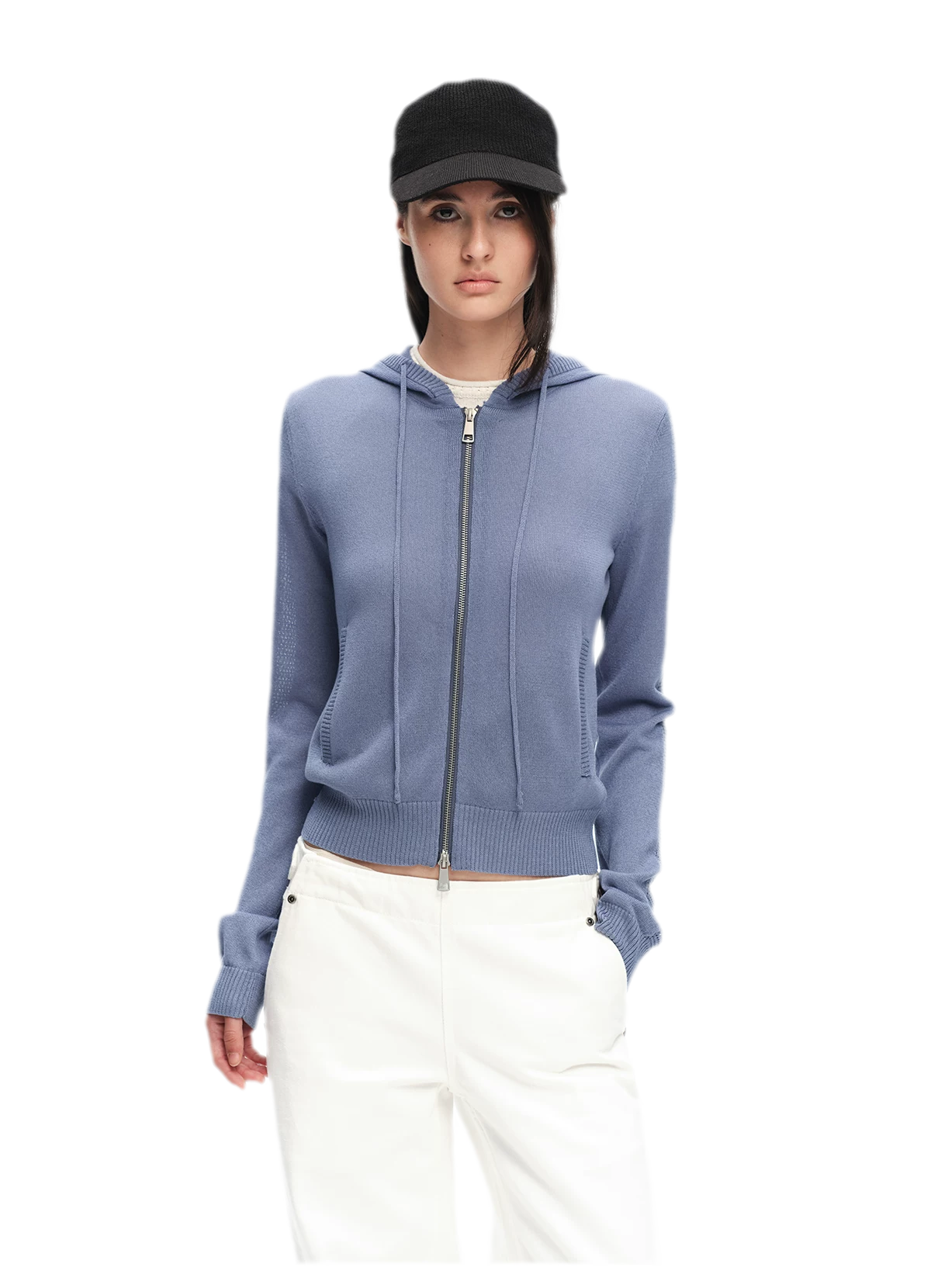 Viscose Honeycomb Hooded Cardigan